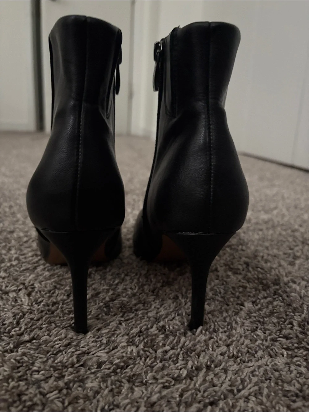 Leather Black Pointed-Toe Ankle Boots